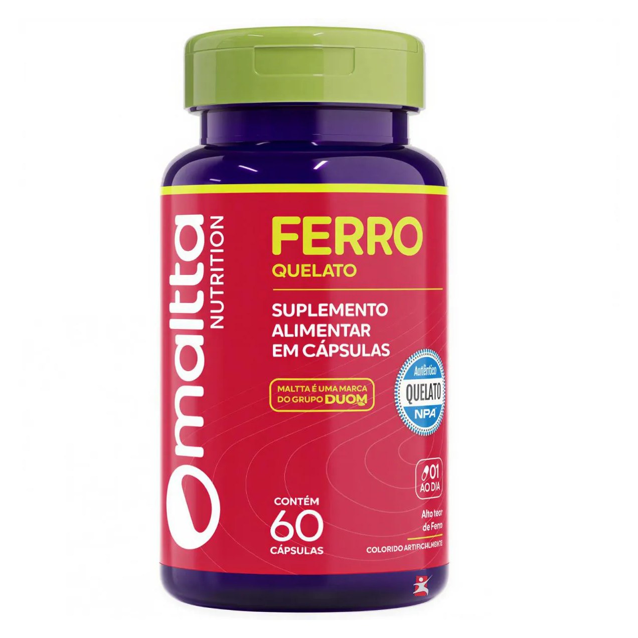Ferro Quelato Alto Teor de Concentração 1 ao Dia 60 Cápsulas - Maltta Nutrition