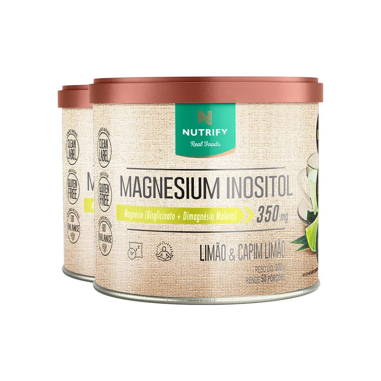 Kit 2 Magnesium Inositol Nutrify 350G Limão e Capim Limão