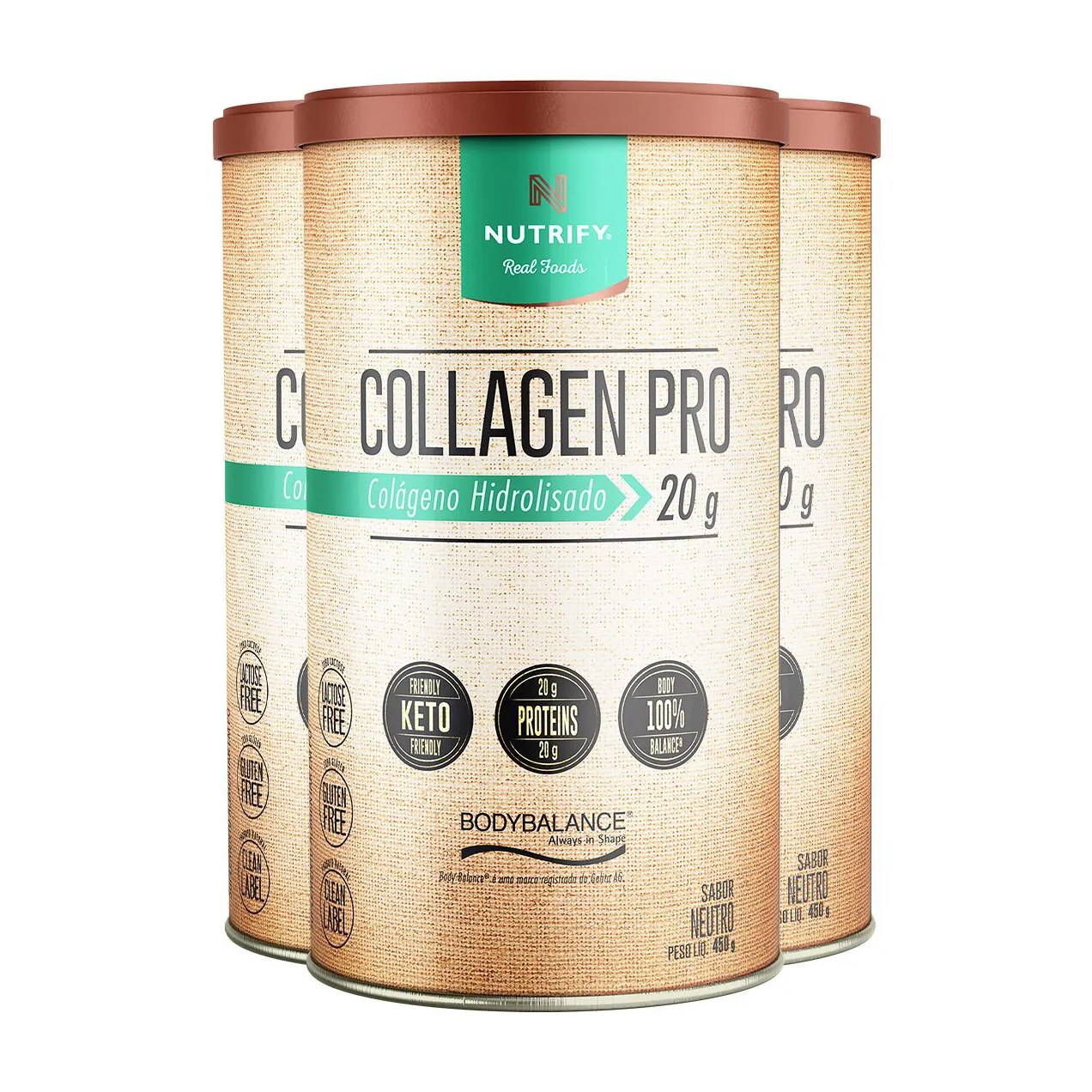 Kit 3 Collagen Pro Colágeno Hidrolisado Neutro Nutrify 450G