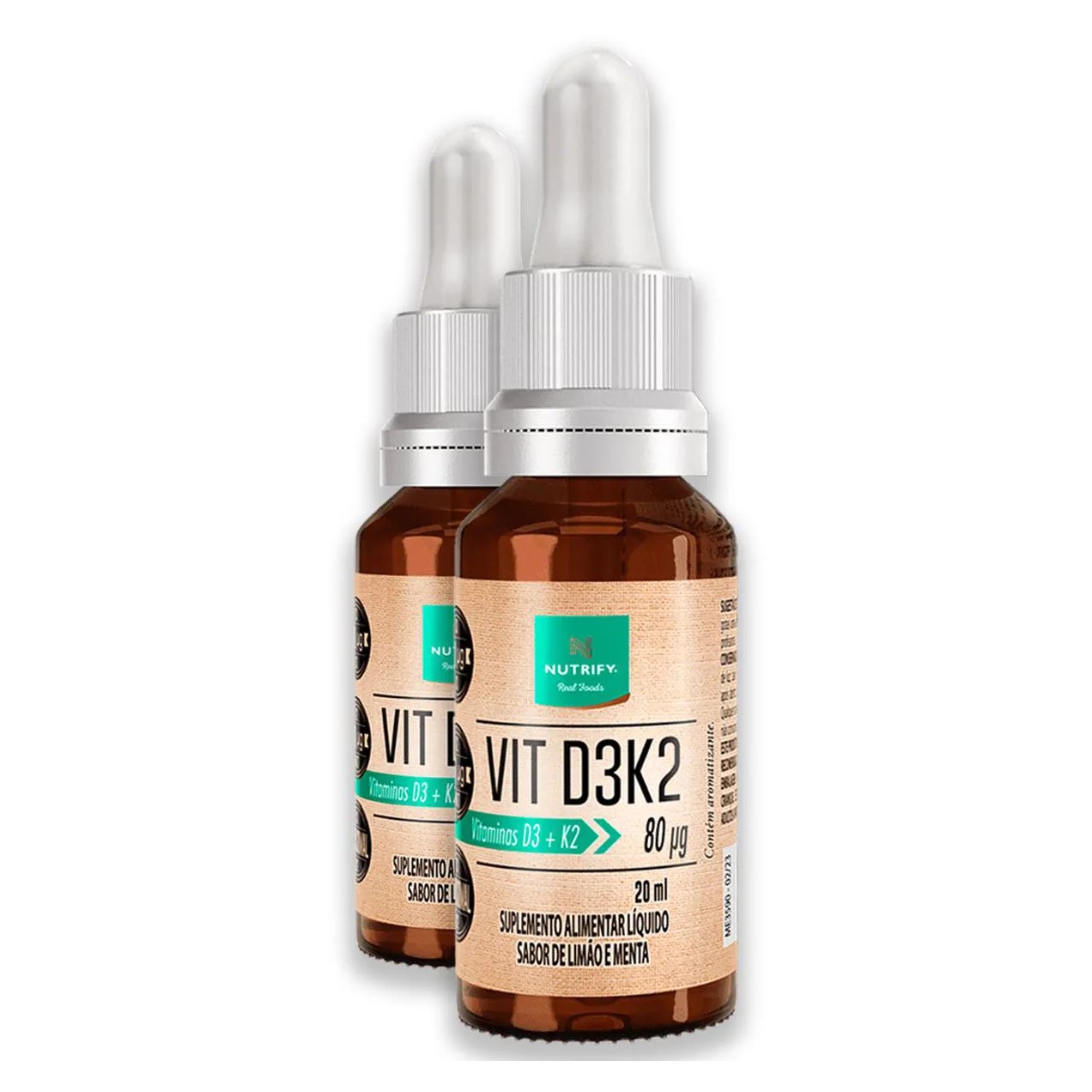 Kit 2 Vitamina D3K2 Nutrify 20Ml Sabor Limão e Menta