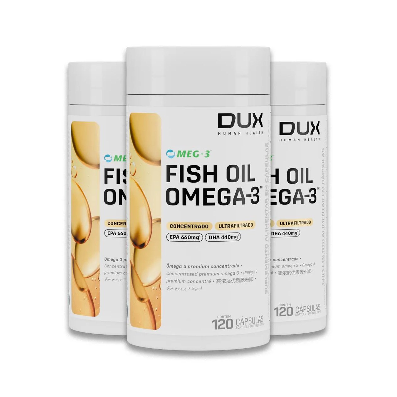 Kit 3 Ômega 3 Dux Fish Oil 430Mg 120 Cápsulas