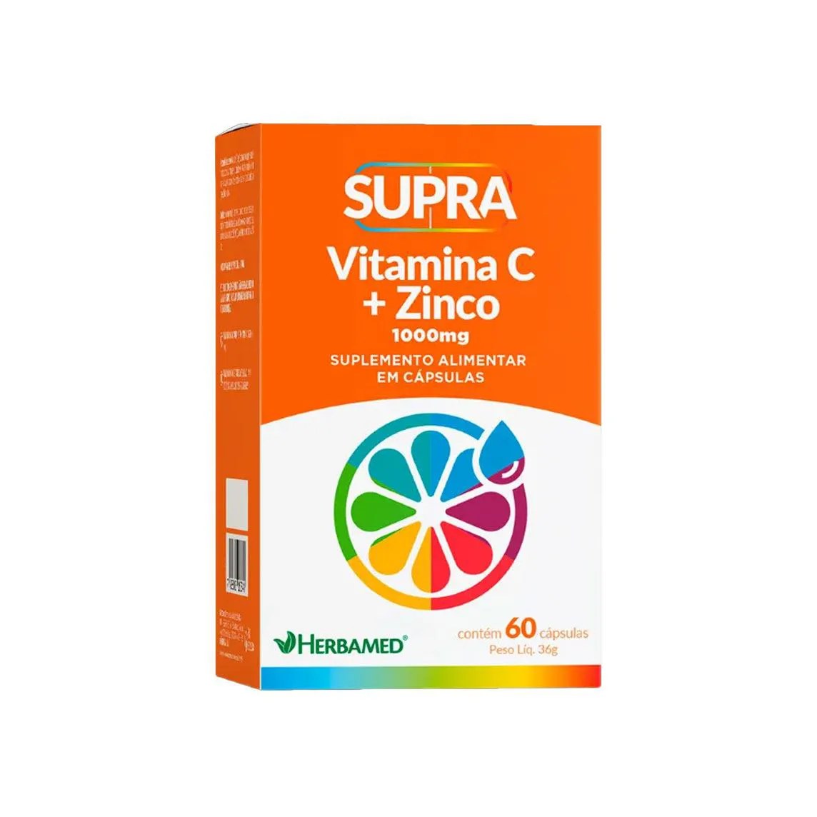 Supra Vitamina C + Zinco 1000 Mg - 60 Caps - Herbamed
