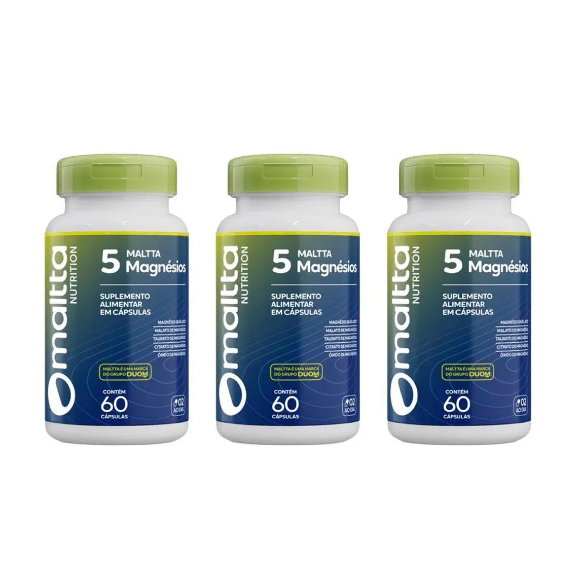 Kit 3 Nutrition 5 Magnésios - 60 Caps - Maltta