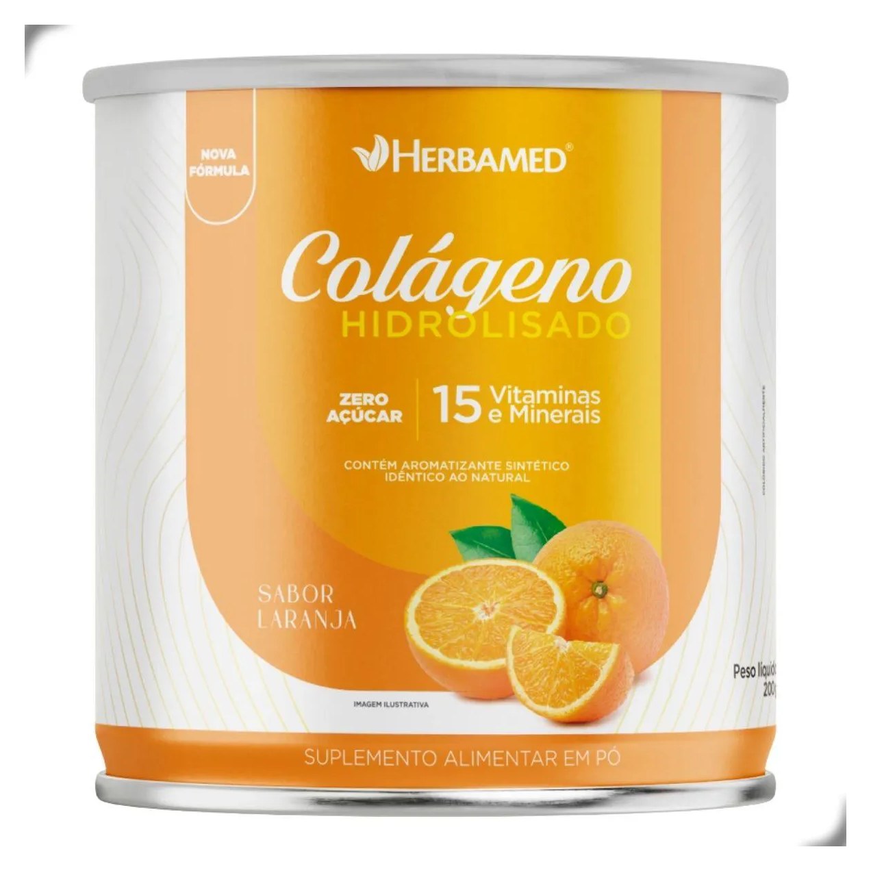 Colageno Verisol com Hialuronico Q10 Biotina 200G Herbamed Laranja