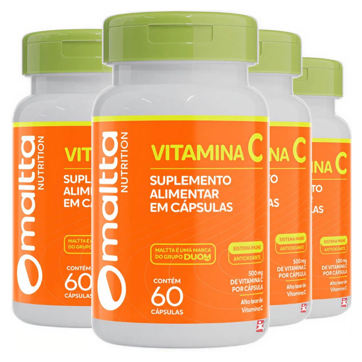 Kit 4 Vitamina C 500Mg Sistema Imune Concentrada Total 240 Caps - Maltta Nutrition
