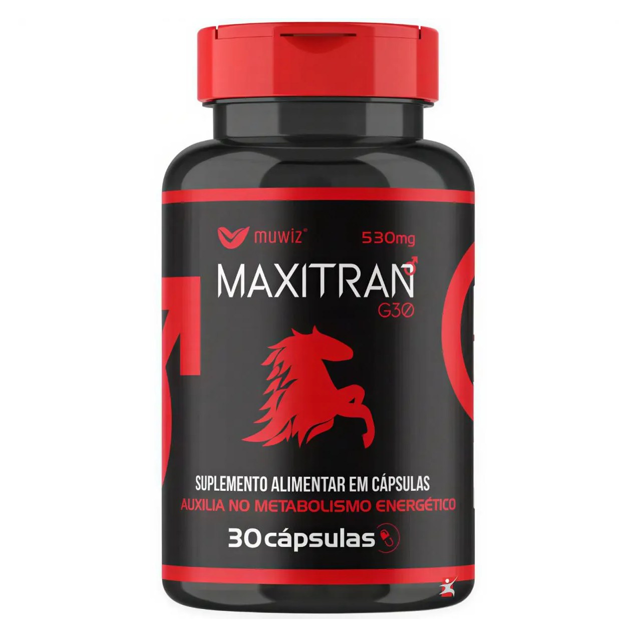 Maxitran G30 - Boro + Cafeína + Guaraná + Vitaminas C D e B3 B9 + Selênio 30 Cápsulas - Muwiz