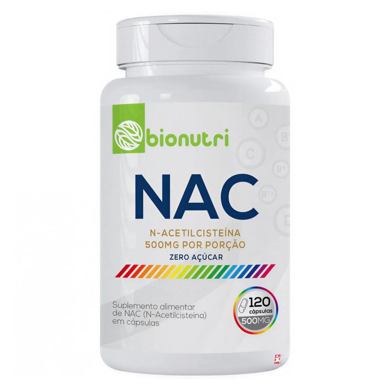 Nac Acetilcisteina N-Acetil L-Cisteína 500Mg na Porção 120 Cápsulas - Bionutri