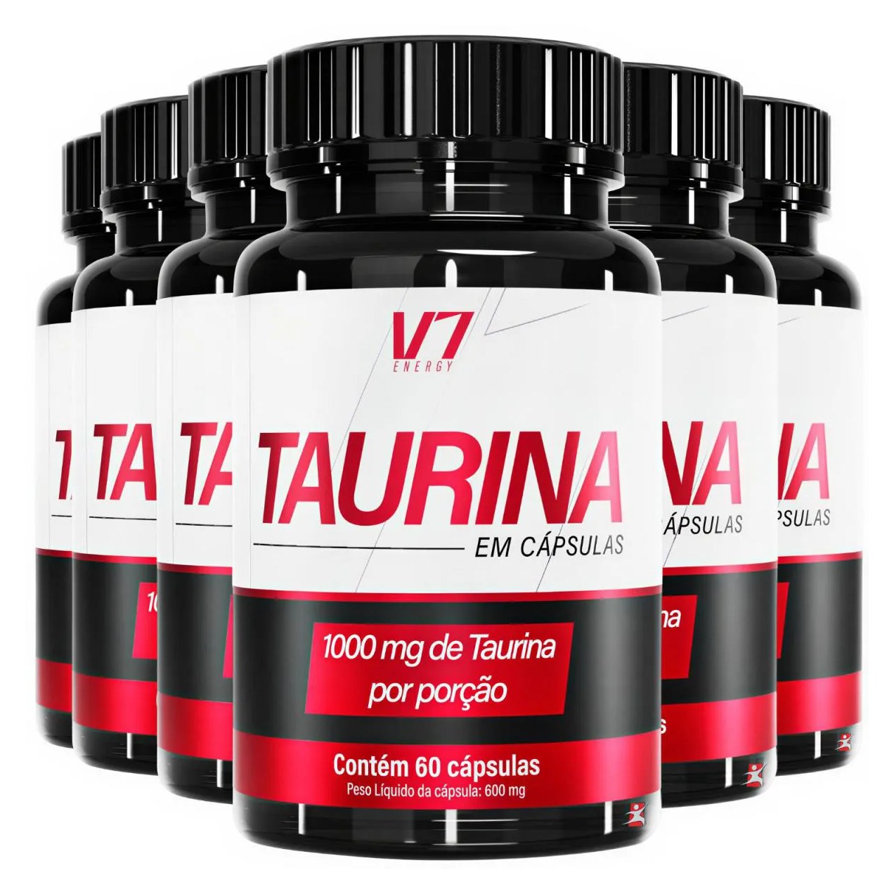 Kit 6 Taurina 1000Mg Por Porção Pura e Concentrada Move Faster Total 360 Cápsulas - V7 Energy
