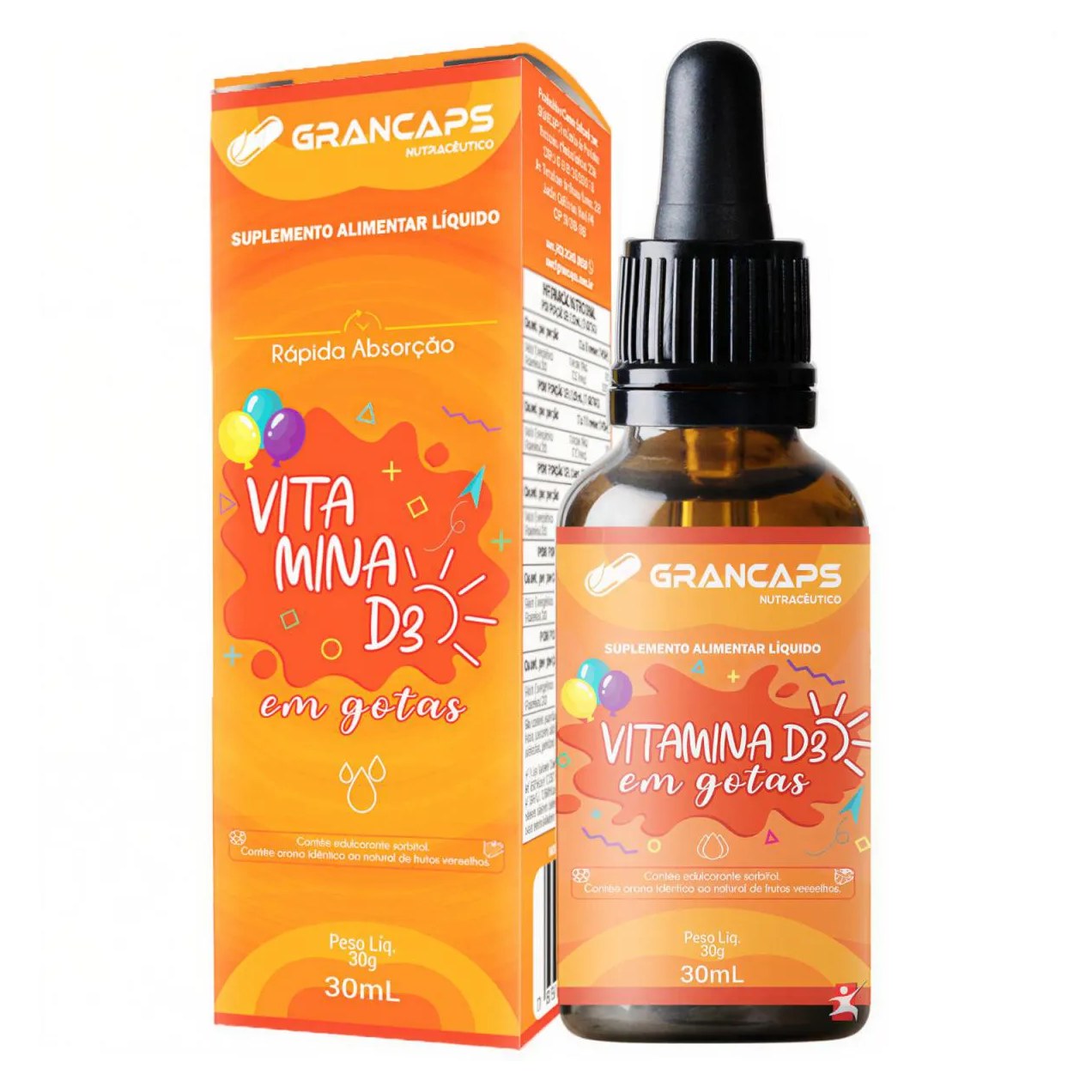 Vitamina D3 Kids Concentrada Frutas Vermelhas 30 Ml - Grancaps