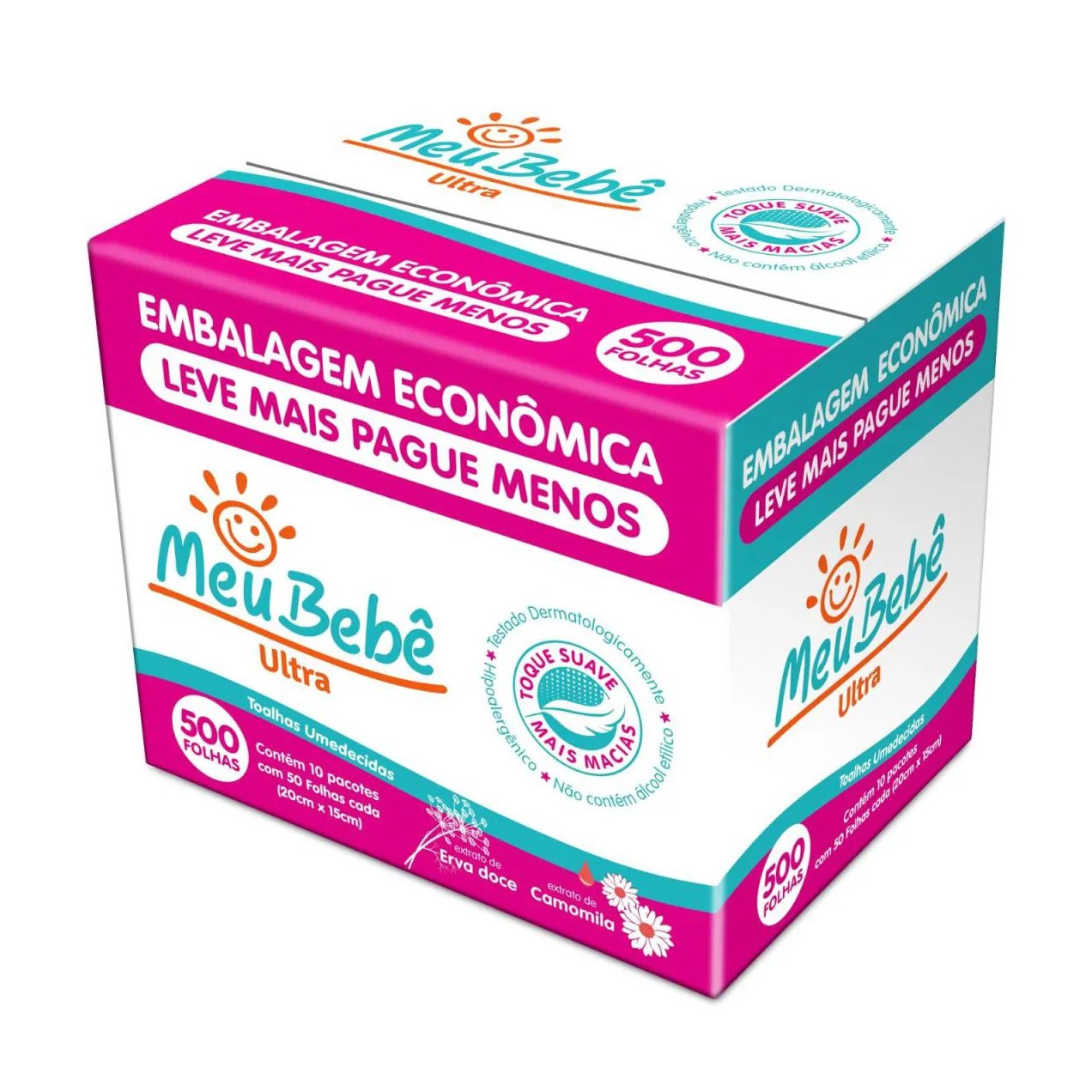 Lenço Umedecido Meu Bebê Ultra C/10 Pacotes C/50 Un Meu Bebê