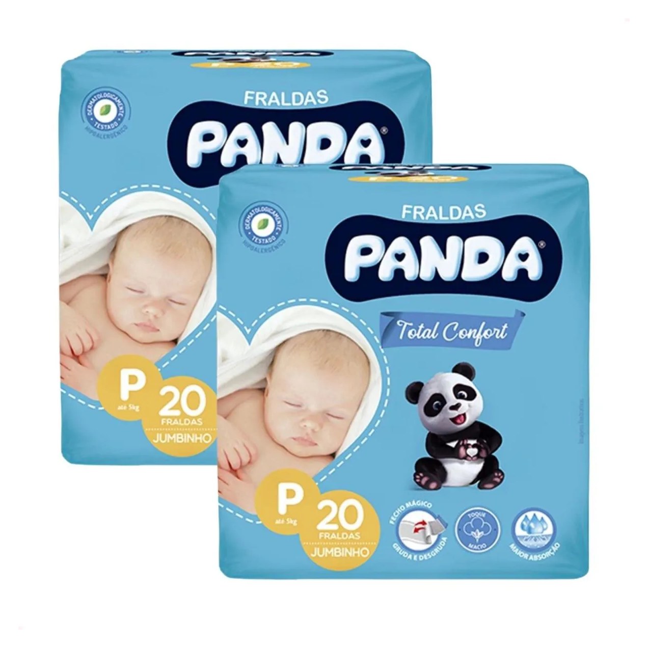 Kit com 2 - Fralda Inf Total Confort Jumbo P 20 Unid - Panda