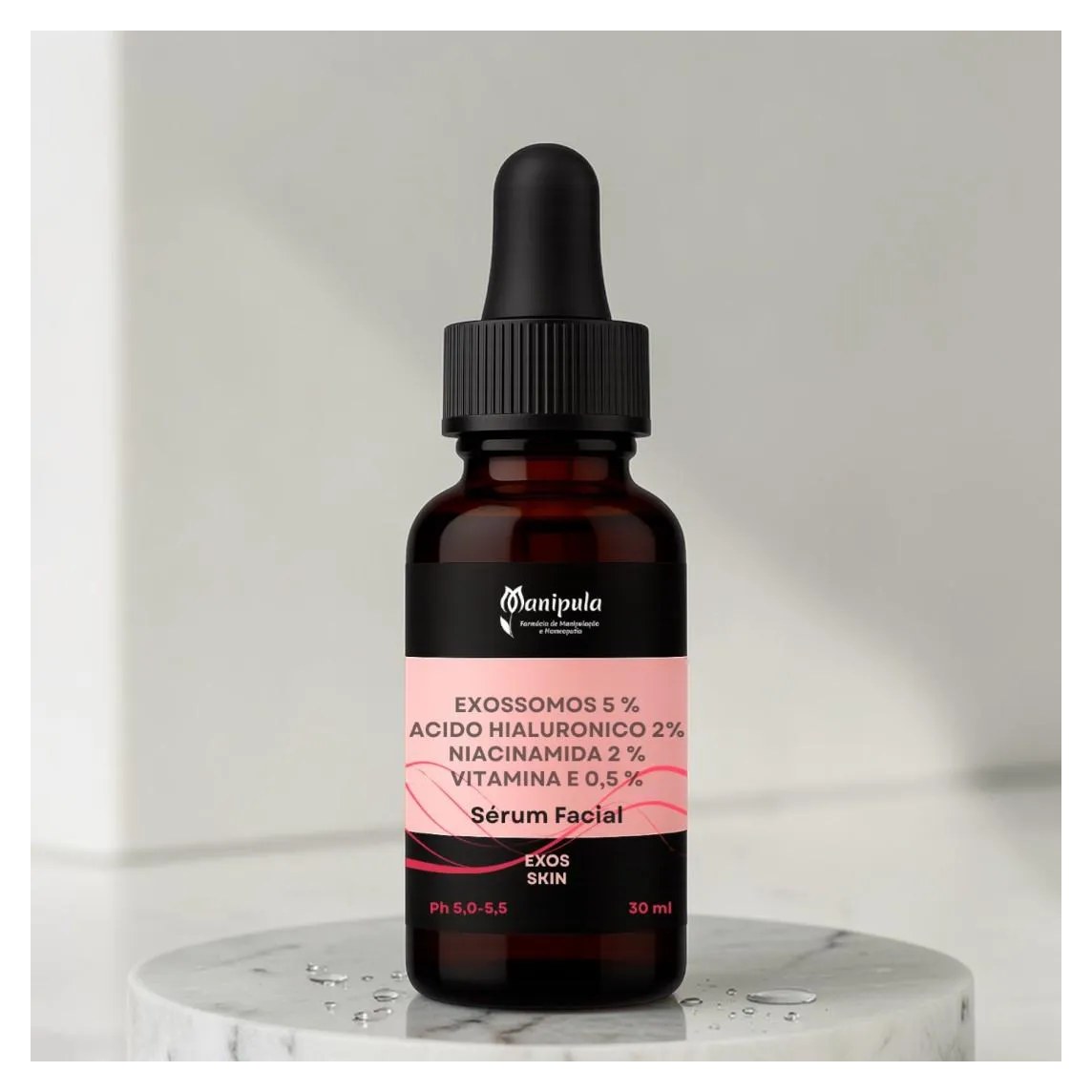 Sérum com Exossomos 5 % + Ácido Hialurônico 2 % + Niacinamida 2 % + Vitamina e 0,5 % | Exos Skin - 30 Ml
