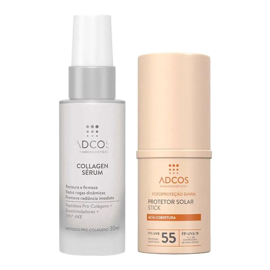 Adcos Dermocosméticos Kit - Sérum Facial + Protetor Solar Stick com Cor Bronze