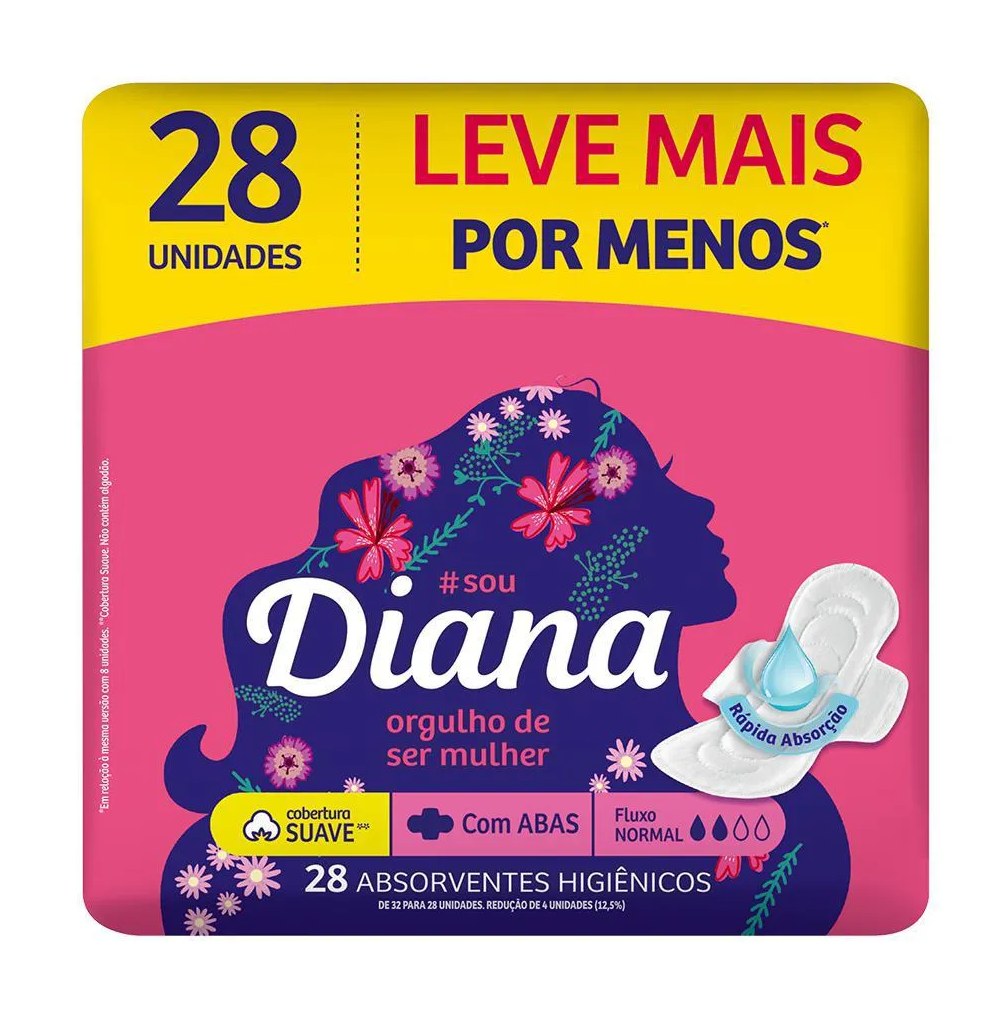 Absorvente Diana Suave com Abas 28 Unidades