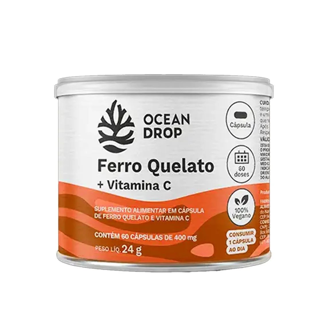Ferro Quelato + Vitamina C 30G - 60 Caps - Ocean Drop