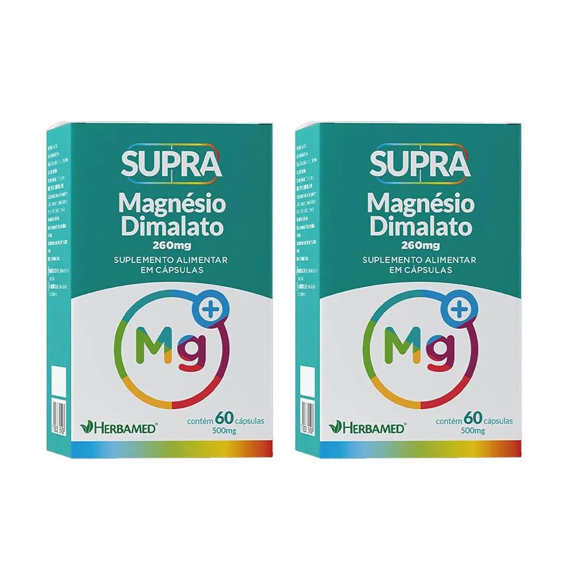Kit 2 Supra Magnésio Dimalato Suplemento - 60 Caps -Herbamed