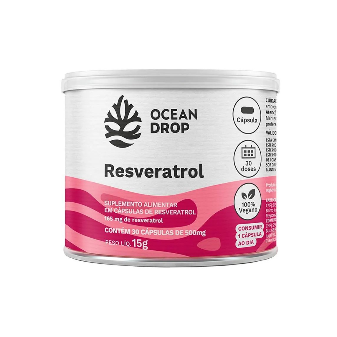 Resveratrol 500Mg Suplemento 15G - 30 Caps - Ocean Drop