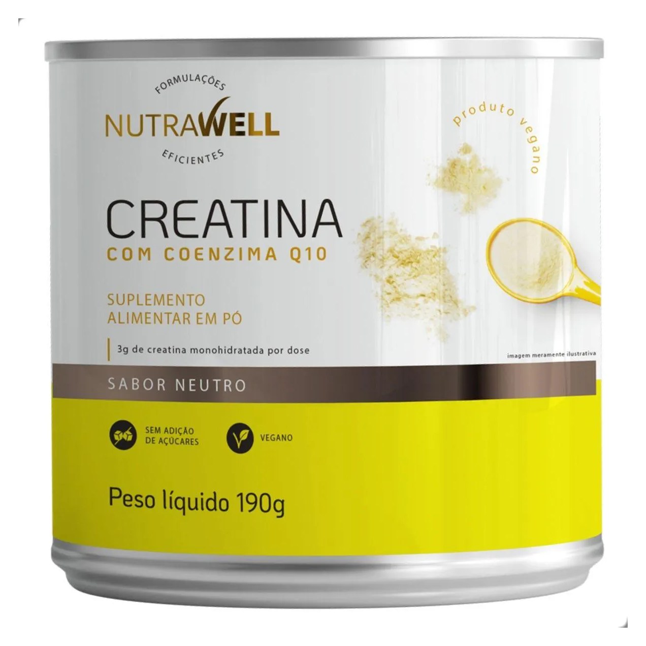 Creatina com Coenzima Q10 Coq10 190G Nutrawell Neutro