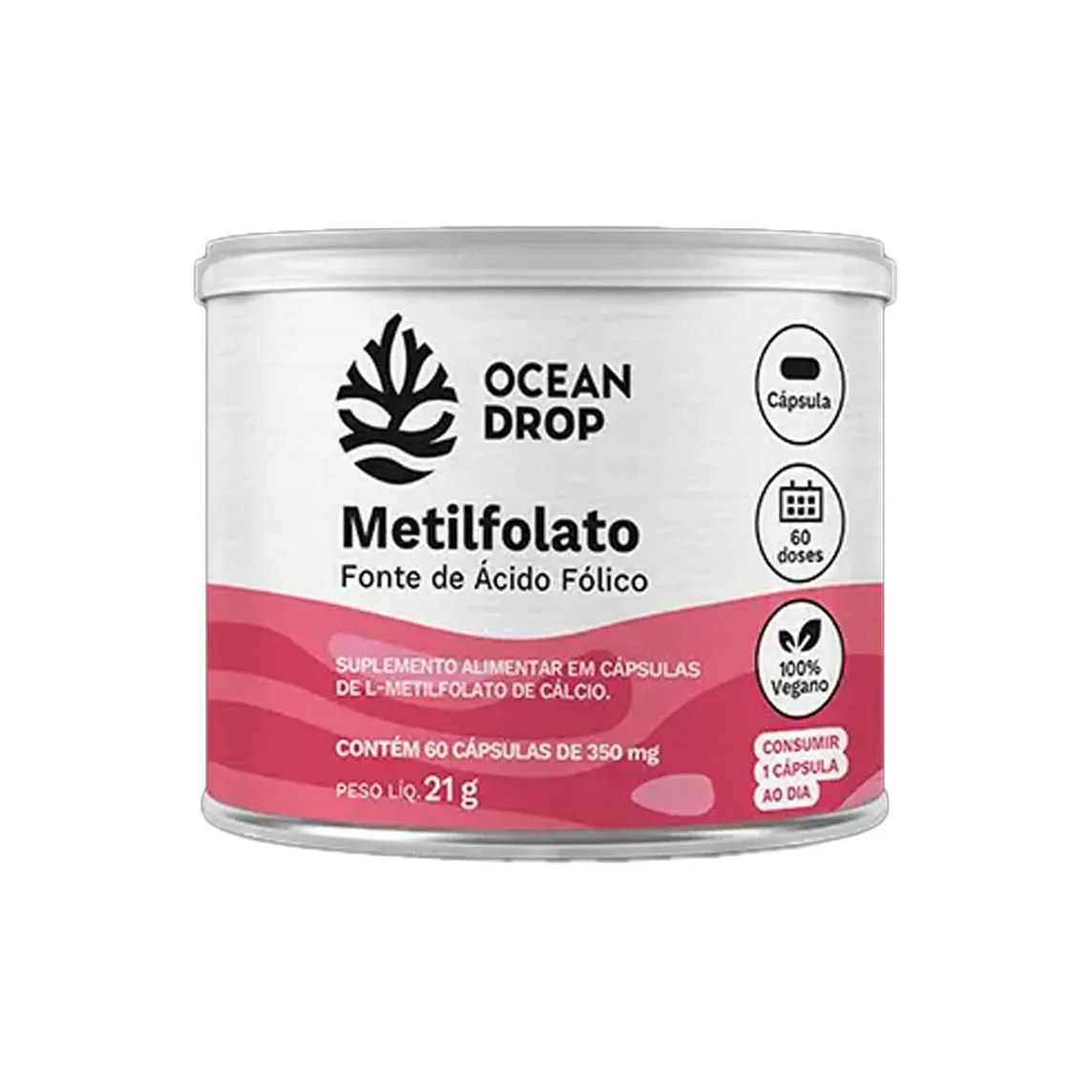 Metilfolato Acido Folico 350Mg - 60 Caps - Ocean Drop