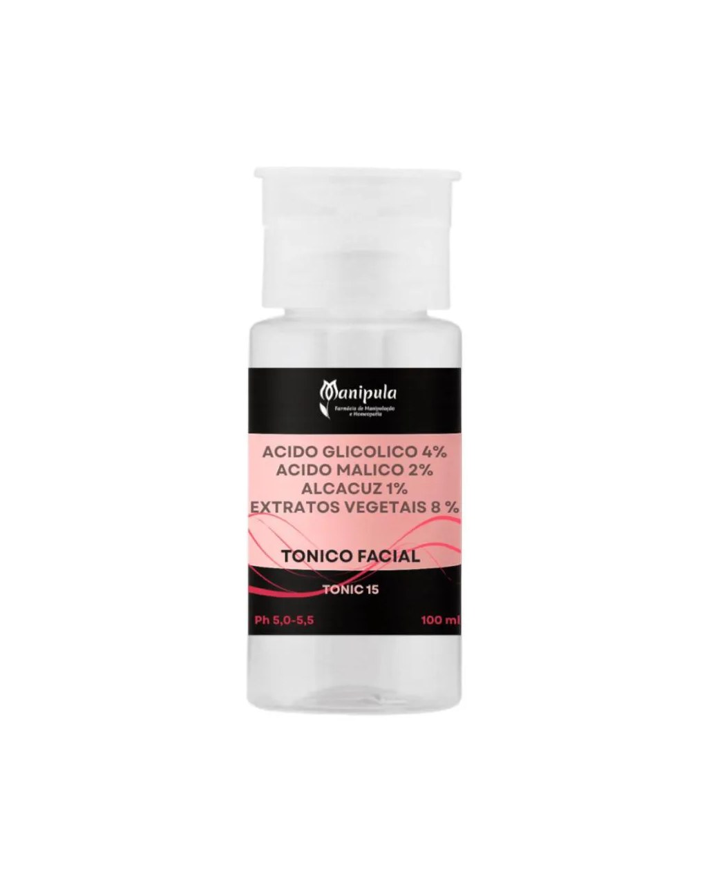 Tônico Facial Renovador e Calmante Ácido Glicólico 4% + Ácido Málico 2% + Alcaçuz 1% + Extratos Vegetais 8 %| Tonic 15 -