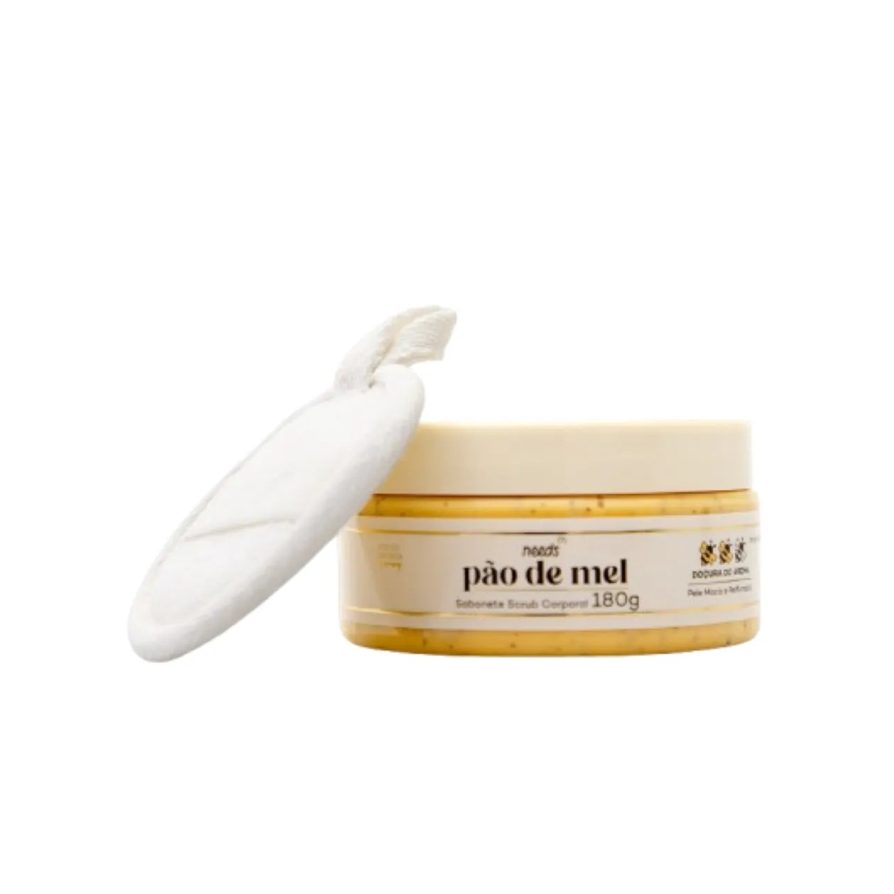 Kit Sabonete Esfoliante Scrub Corporal Needs Pão de Mel 180g + Esponja Vegetal