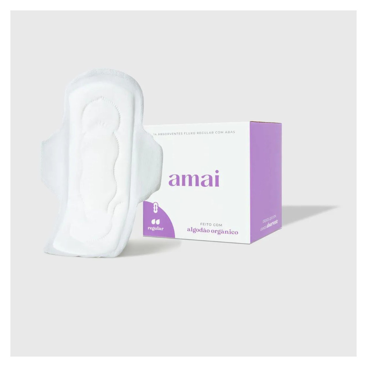 Absorvente Amai Orgânico Fluxo Regular Peles Sensíveis 8 unidades