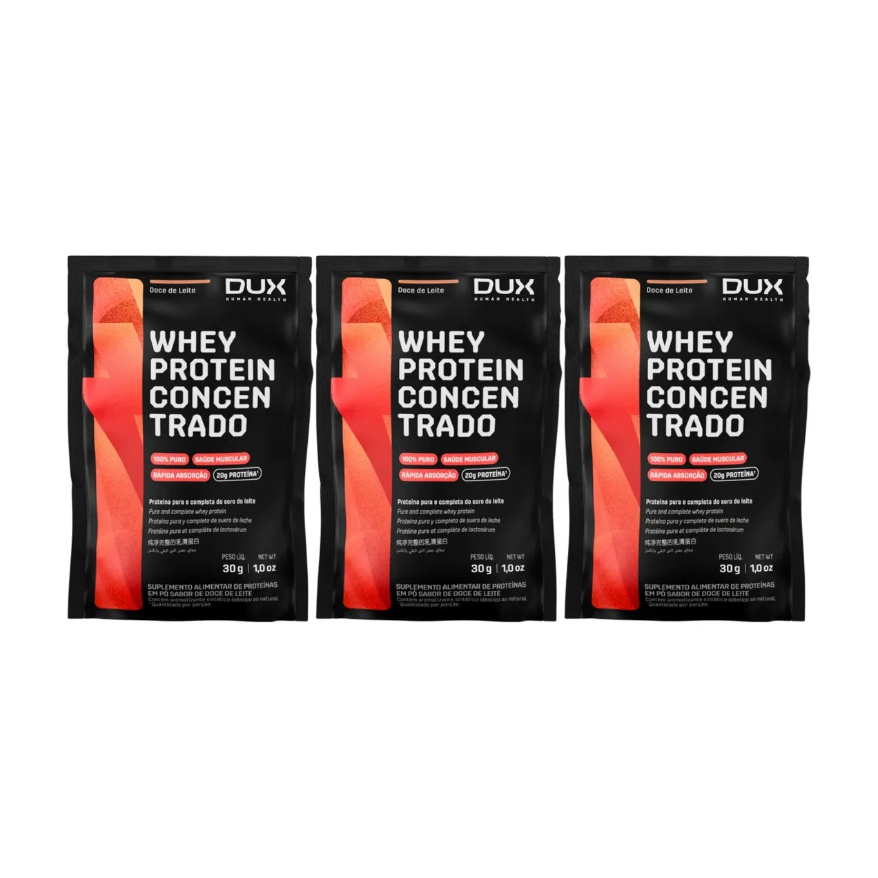 Kit Whey Protein Concentrado Dux Doce de Leite 30g 3 sachês