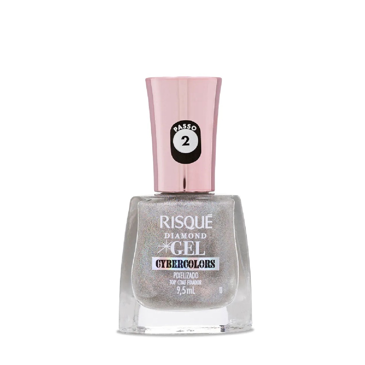 Esmalte Gel Risqué Diamond Cybercolors Top Coat 9,5ml- Pixelizado