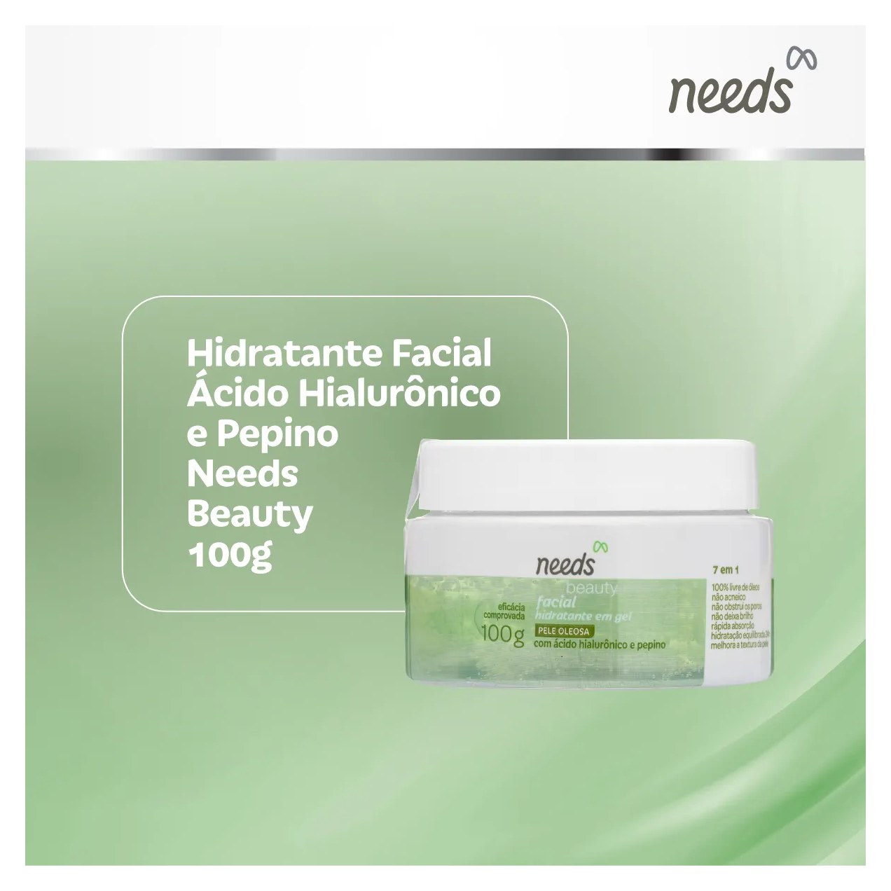 Hidratante Facial Needs Beauty Ácido Hialurônico e Pepino 100g