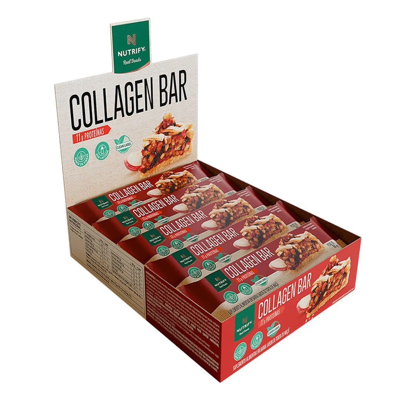 Collagen Bar - 10 Unidades 50G Torta de Maçã - Nutrify