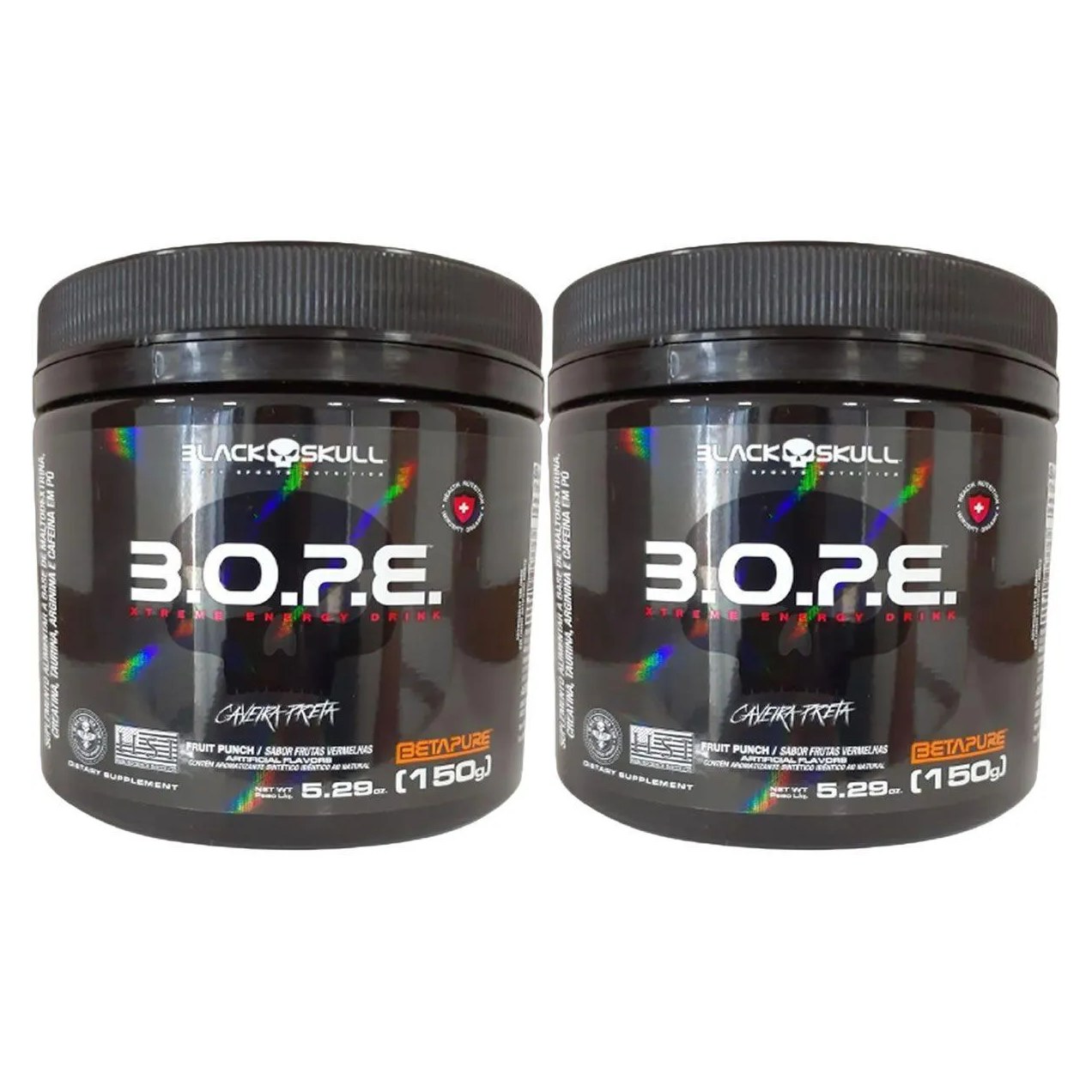 Kit 2X Bope Beta Pure - 150G Frutas Vermelhas - Black Skull