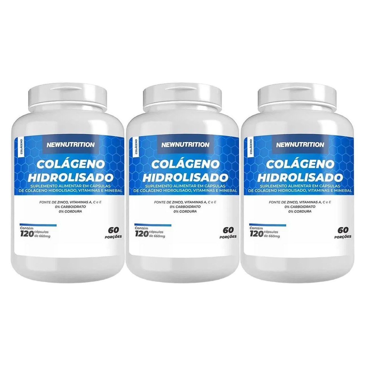 Kit 3X Colágeno Hidrolisado - 120 Cápsulas - Newnutrition