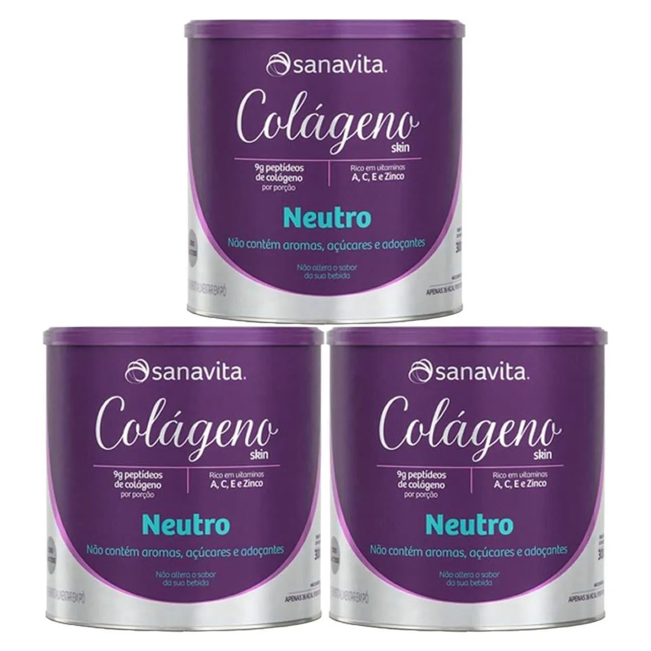 Kit 3X Colágeno Skin - 300G Neutro - Sanavita