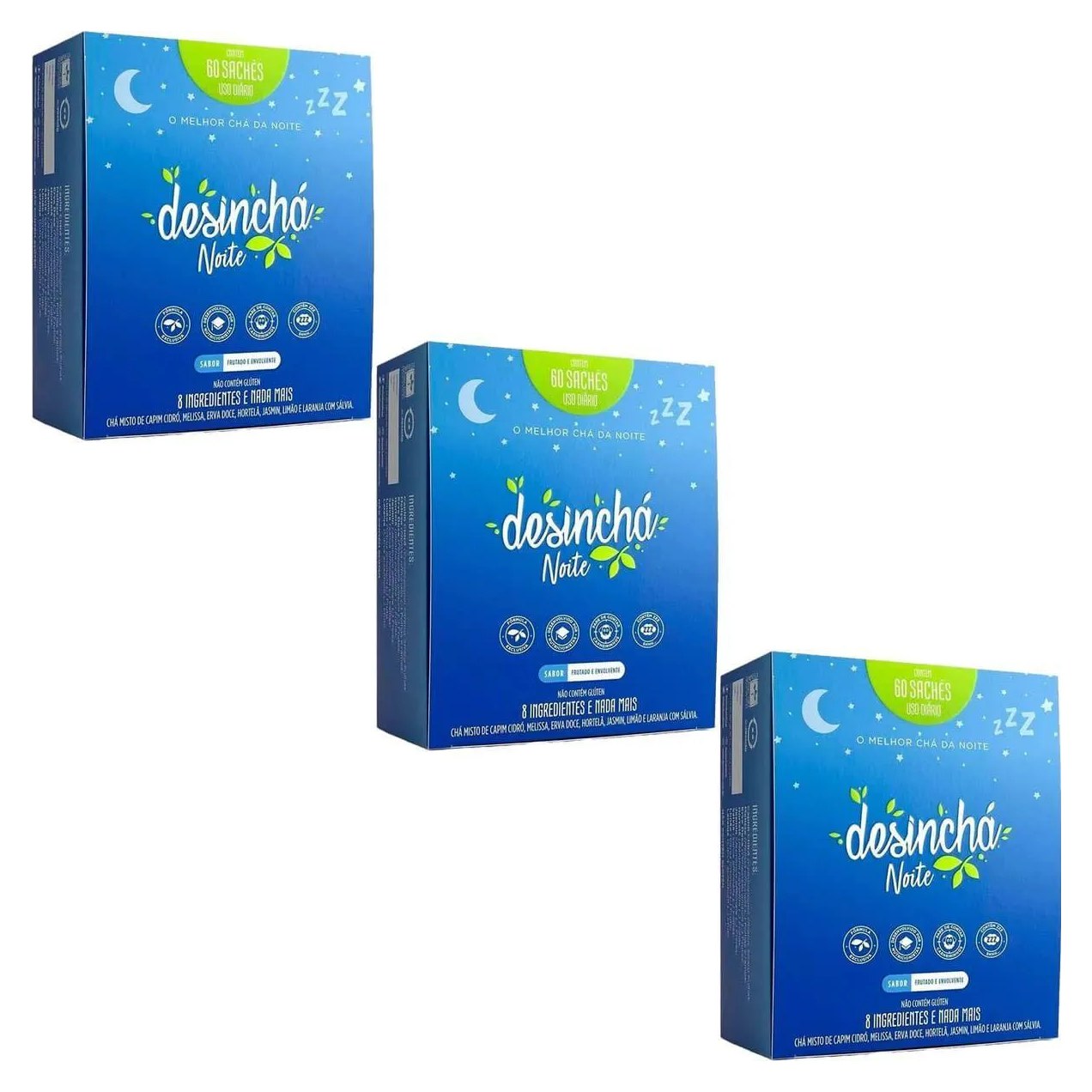 Kit 3X Desinchá Noite - 60 Sachês - Desinchá