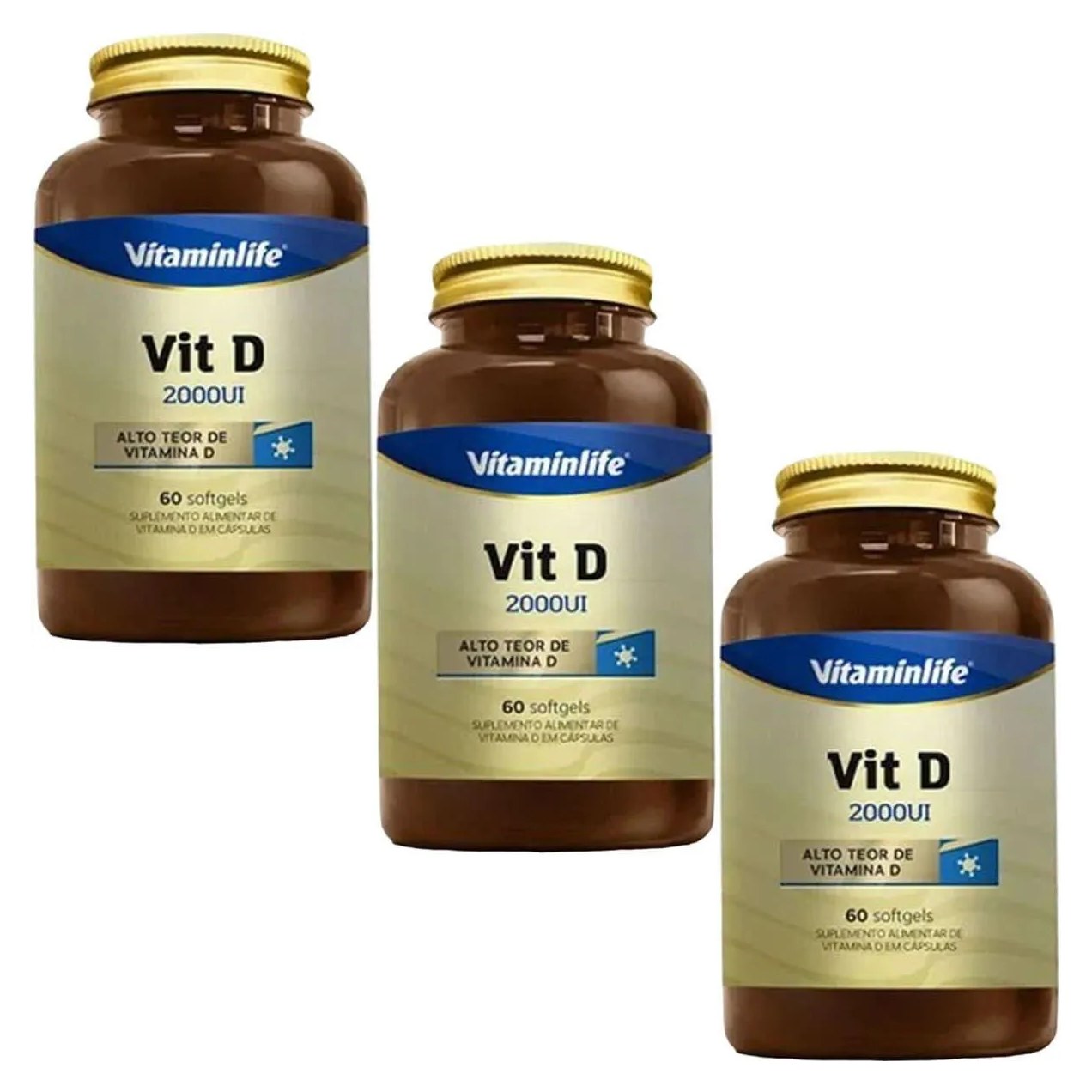 Kit 3X Vit D 2000Ui - 60 Softgels - Vitaminlife