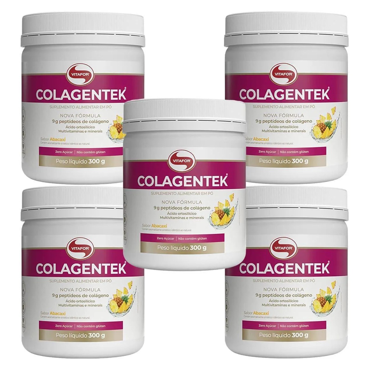 Kit 5X Colagentek - 300G Abacaxi - Vitafor
