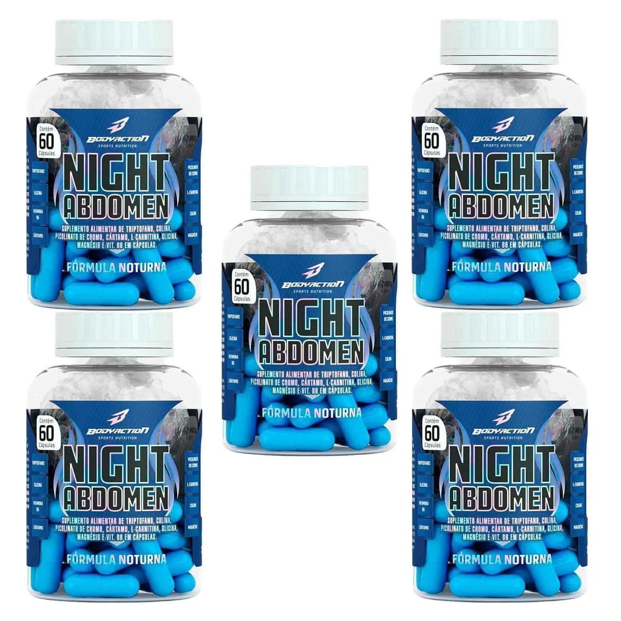Kit 5X Night Abdomen - 60 Cápsulas - Bodyaction