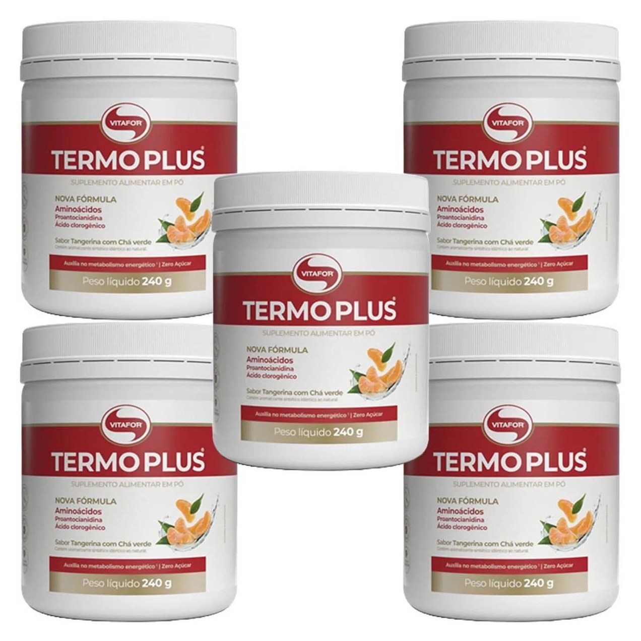 Kit 5X Termo Plus - 240G Tangerina com Chá Verde - Vitafor