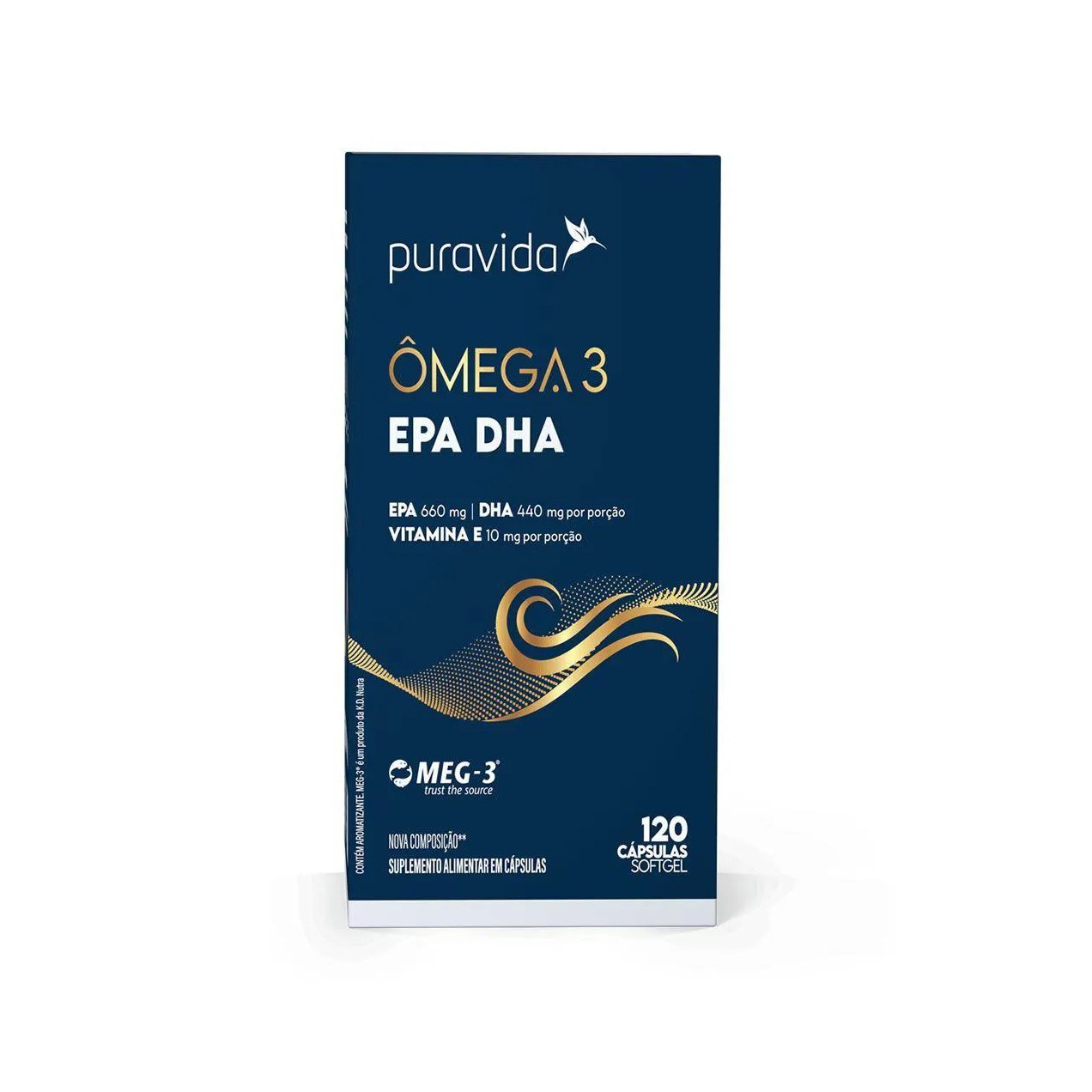 Omega 3 Epa Dha Nova Composição - 120 Cápsulas - Puravida