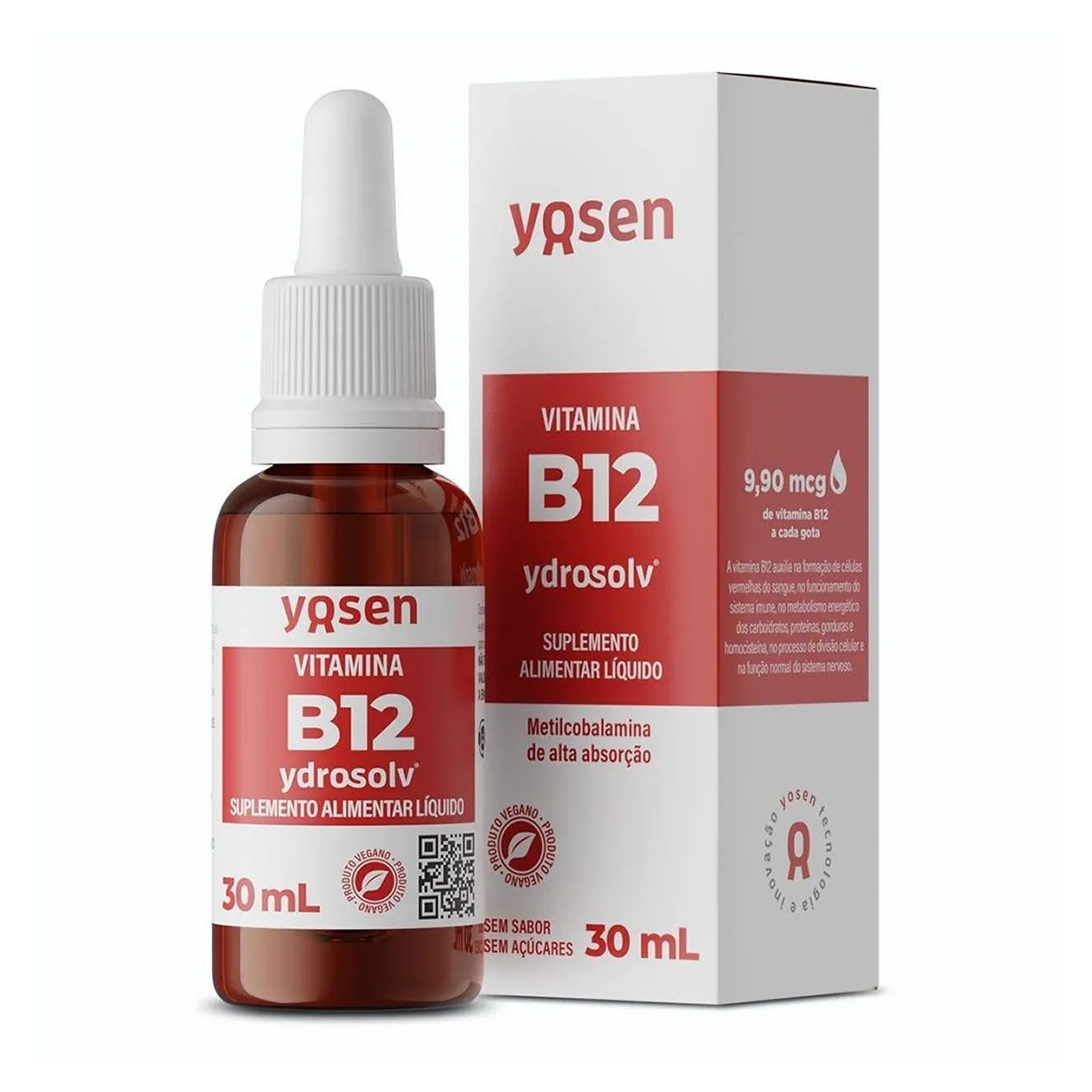 Vitamina B12 Ydrosolv - 30Ml Gotas sem Sabor - Yosen