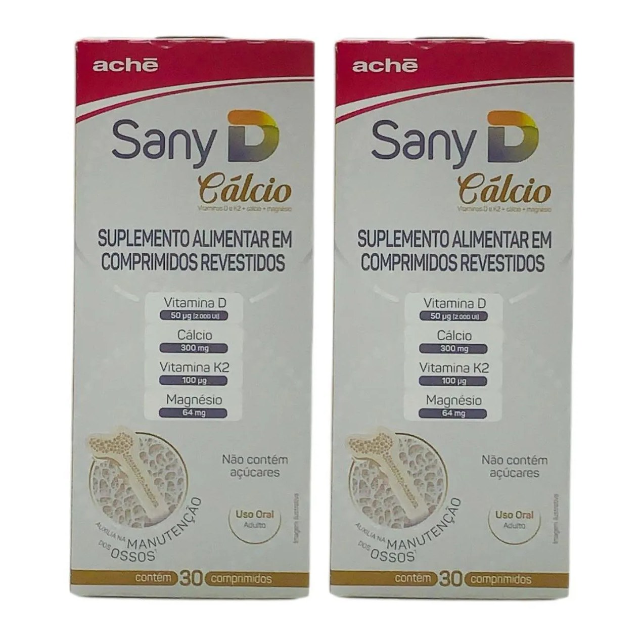 2 Caixas Sany D3 + K2 + Cálcio + Magnésio 30 Comprimidos