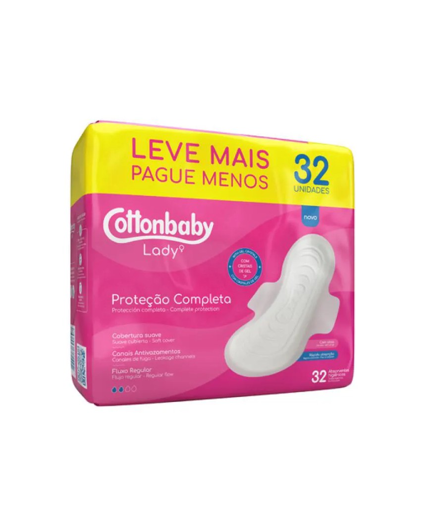 Absorvente Higiênico com Abas Lady C/32 Unidades Cottonbaby