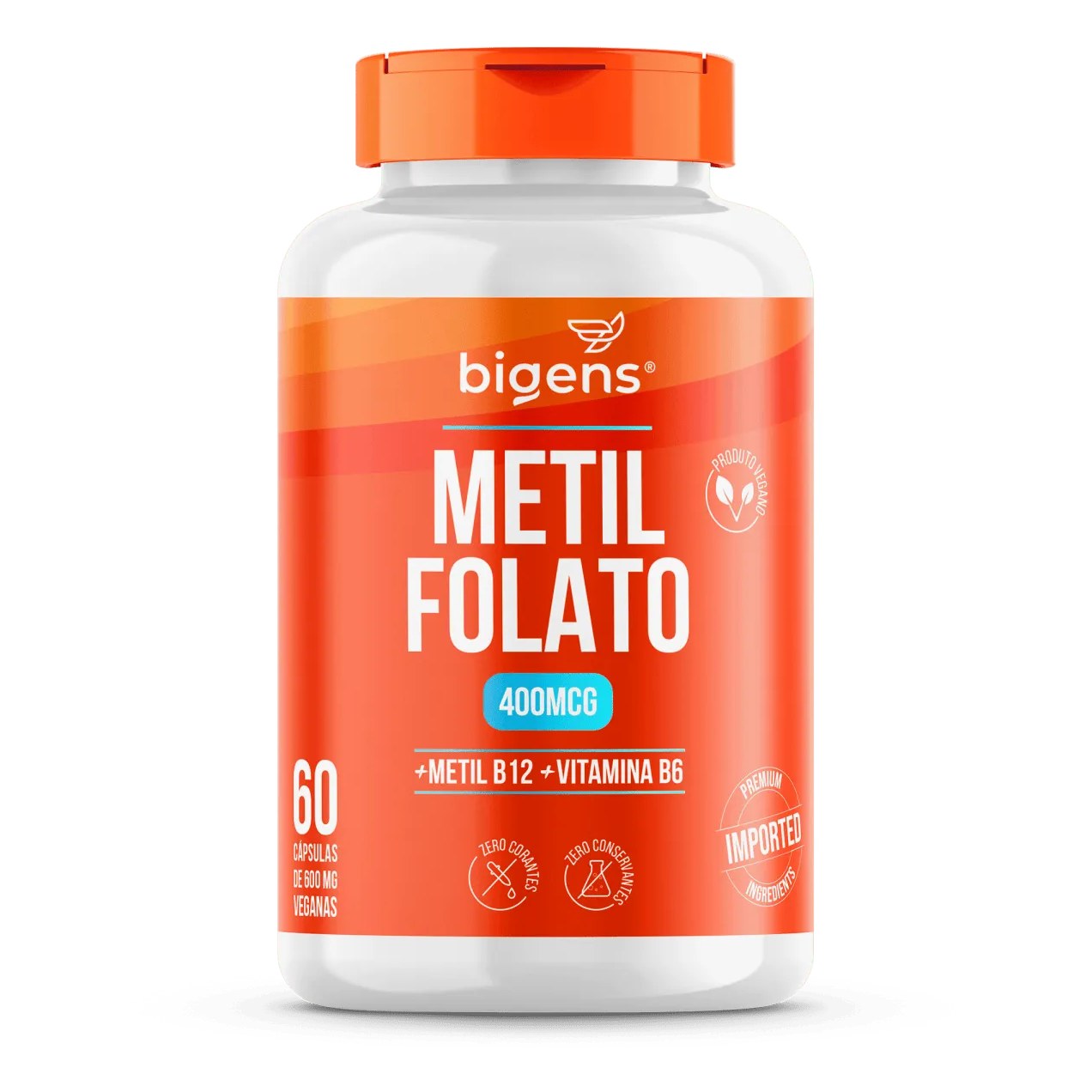 Metil Folato 400mcg (Metilfolato Ativo) Vitamina B9 – 60 Cápsulas Bigens