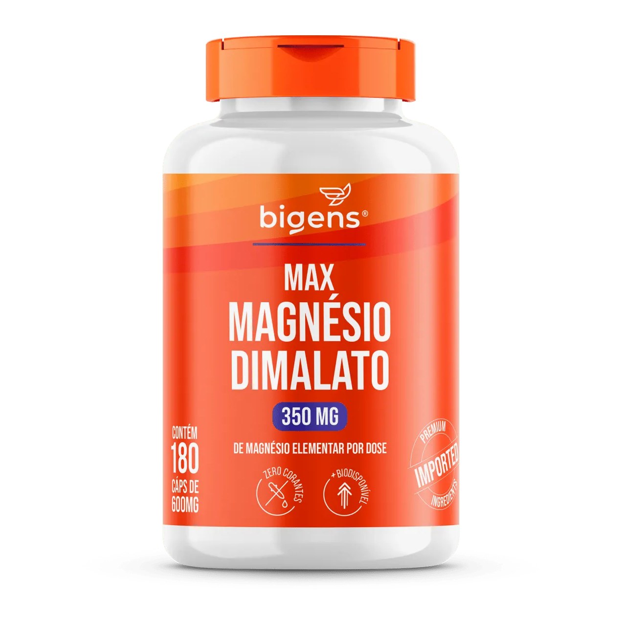 Max Magnésio Dimalato, 350mg de Magnésio Elementar, 180 Cápsulas Bigens