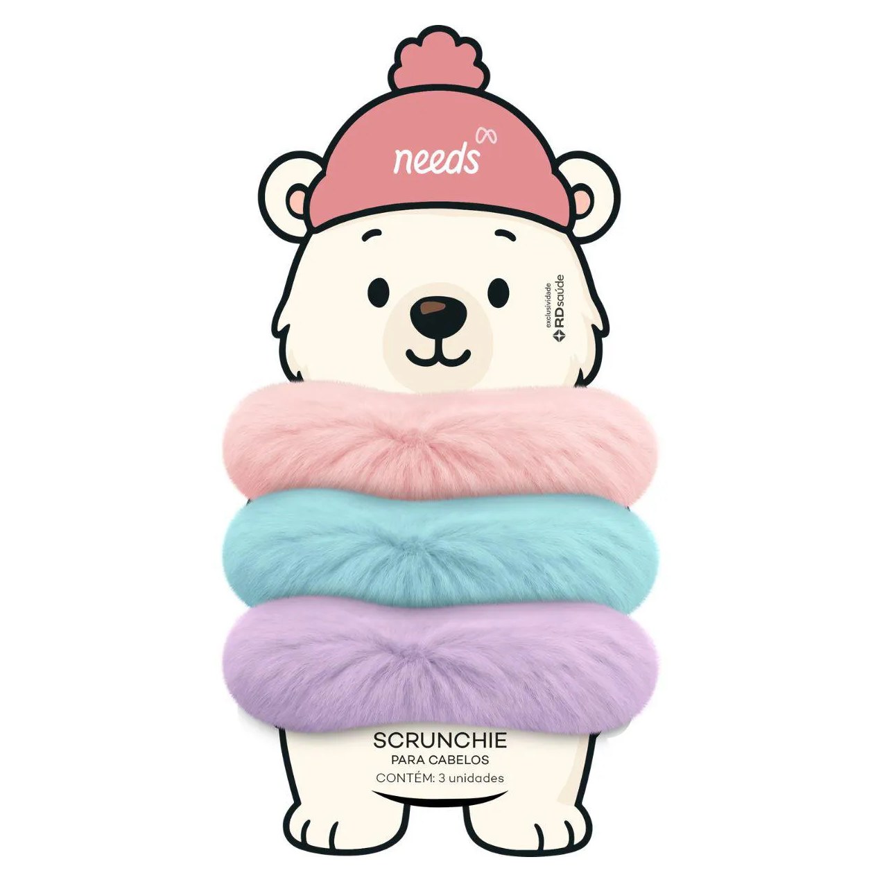 Elásticos para Cabelos Needs Scrunchie Pelúcia 3 unidades