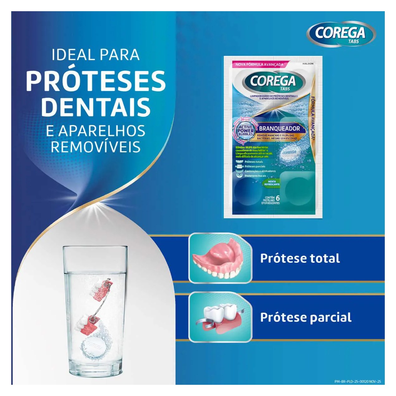 Corega Tabs Branqueador 6 Pastilhas