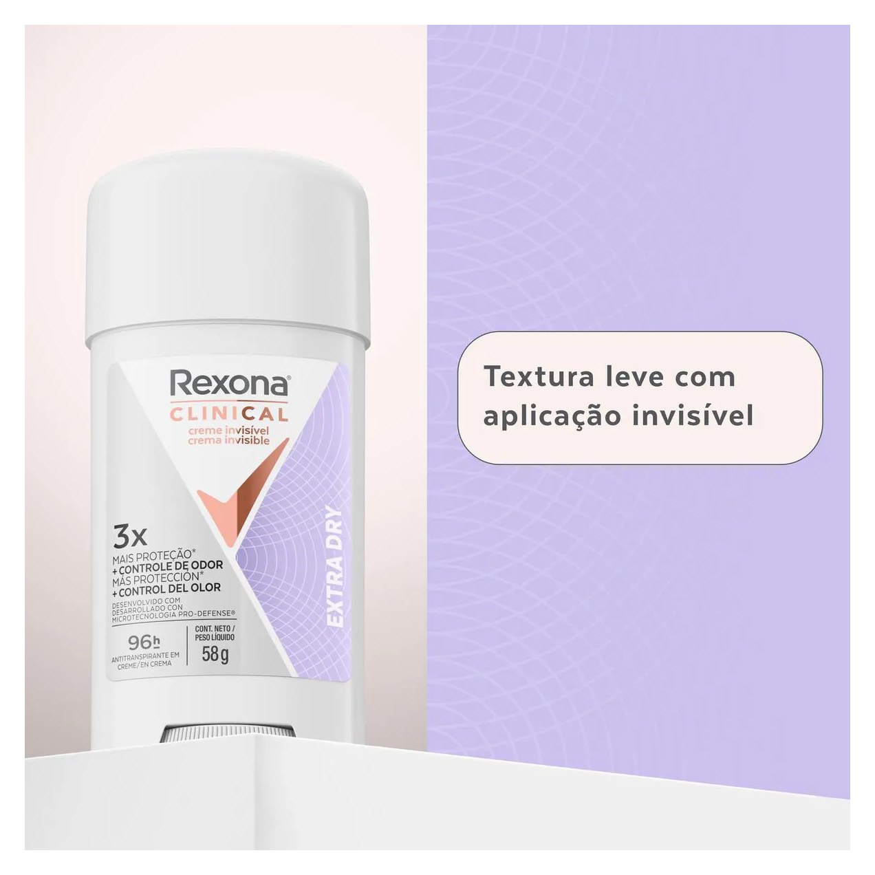Desodorante Antitranspirante Stick Creme Rexona Clinical Extra Dry Feminino 96h 58g
