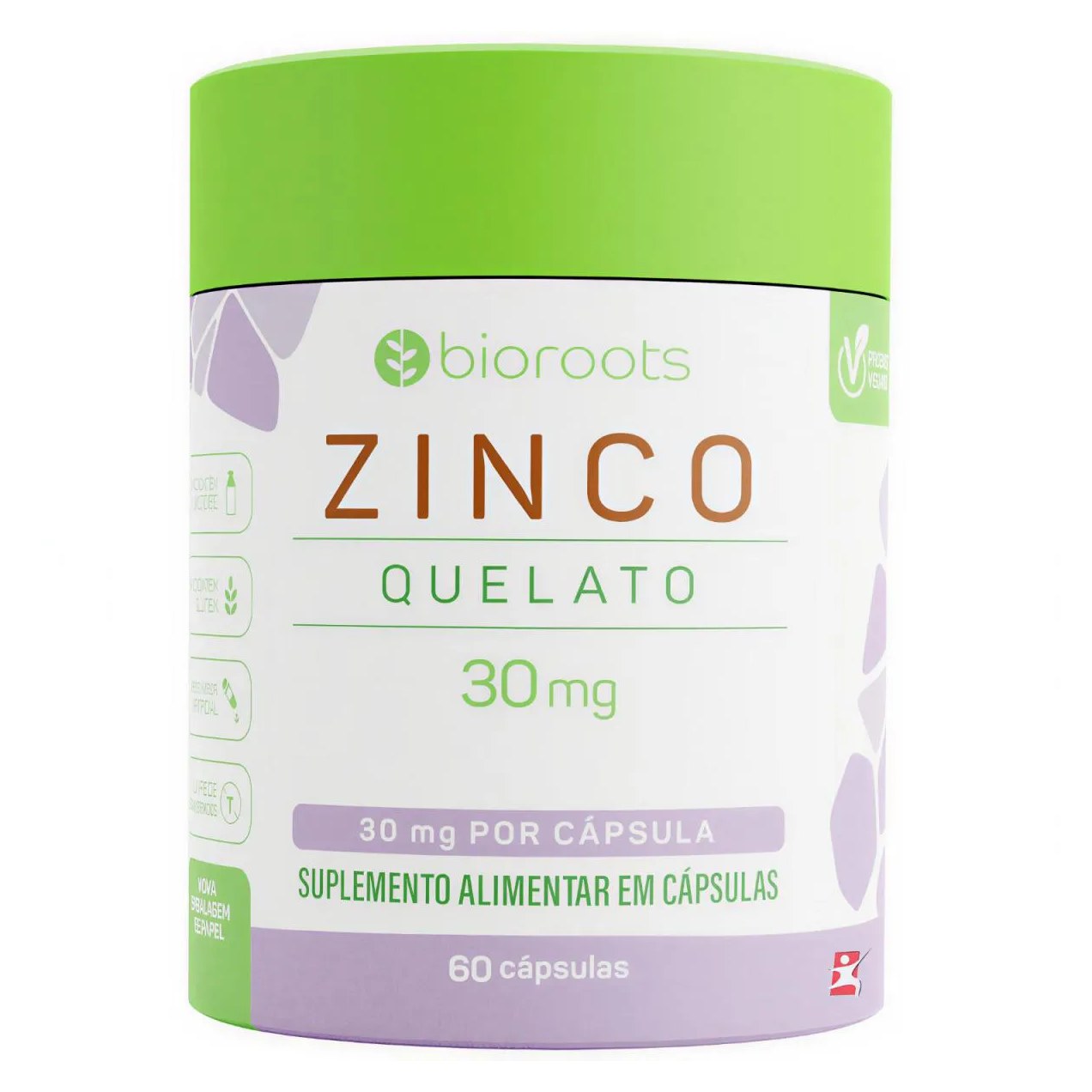 Zinco Quelato Vegano Concentração Máxima 60 Cápsulas 1 ao Dia - Bioroots