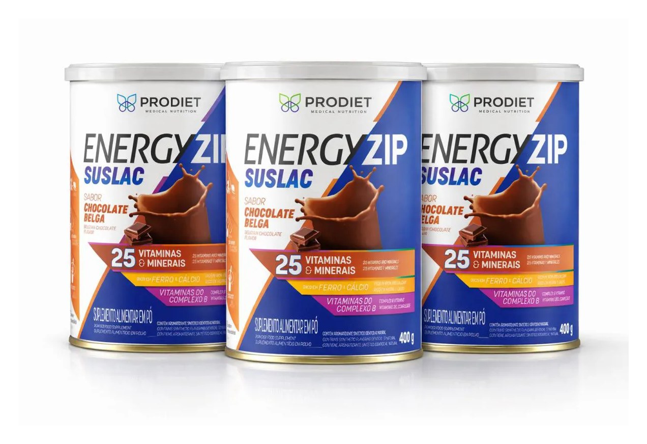 Kit C/ 3 Energyzip Suslac Chocolate - Lata 400 Gr