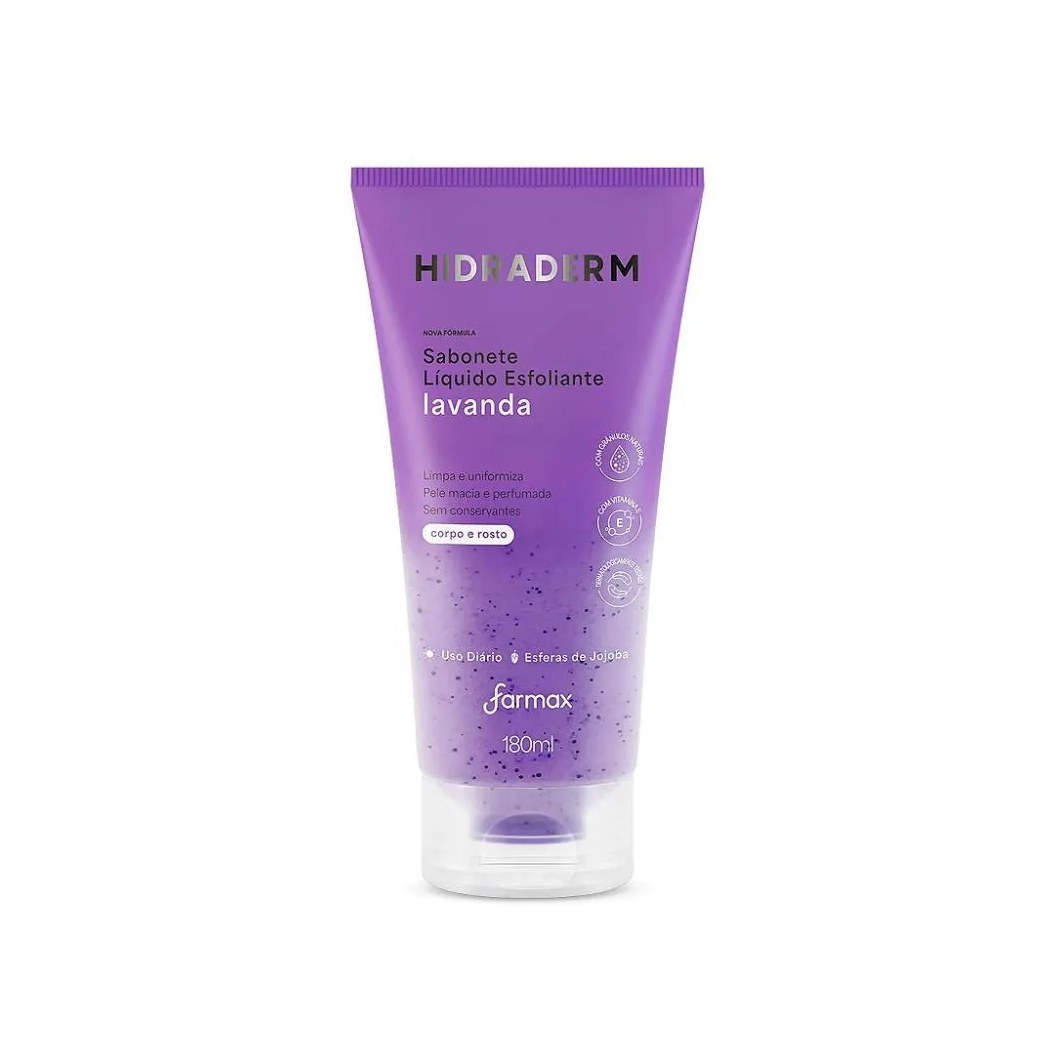 Hidraderm Sabonete Liquido Esfoliante Lavanda 180Ml Farmax